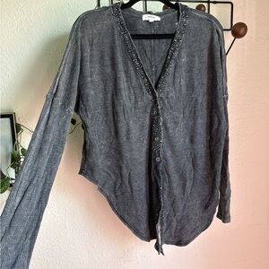 Gray Button-Up Cardigan
